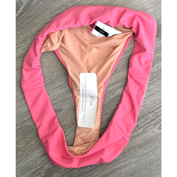 J. Crew NWT Curved-Waist Cheeky Bikini Bottom High Cut Tea Rose Pink Size Large - Picture 9 of 13